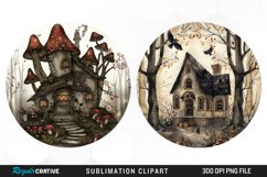 Watercolor Woodland Cottage PNG Set Clipart Product Image 1