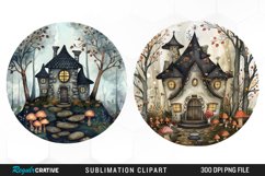 Watercolor Woodland Cottage PNG Set Clipart Product Image 1