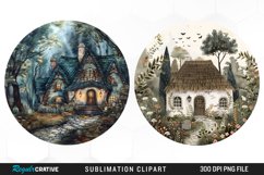 Watercolor Woodland Cottage Set Clipart Product Image 1