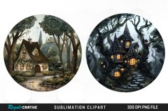 Watercolor Woodland Cottage PNG Set Clipart Product Image 1