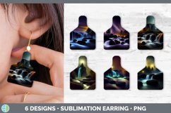 Bundle of six Waterfall Landscape cow tag earrings sublimation designs.