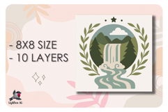 3D Waterfall Nature Scape Shadow box SVG Papercut template Product Image 2
