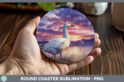 GorgeousWaterfowl Sunset Round Coaster design.