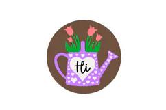 Watering Can with Tulips Round Sign for Decoration Laser Cut Product Image 2