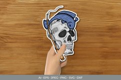 Skull Fishing Badge Sticker Product Image 1