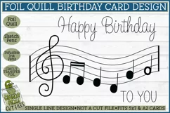 Foil Quill Birthday Card, Music Single Line Sketch SVG Product Image 2
