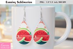 Cute Watermelon Design| Fruit Earrings Sublimation Product Image 1