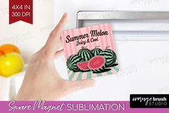 Watermelon Vintage Fruit Magnet Sublimation Summer Square Product Image 1