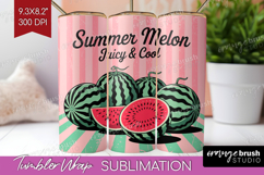 Watermelon Vintage Fruit Tumbler Wrap Summer Tumbler PNG Product Image 1