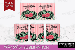 Watermelon Vintage Fruit Mug Wrap Summer Mug PNG Sublimation Product Image 1