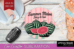 Watermelon Vintage Fruit Car Coaster Summer Coaster PNG Product Image 1