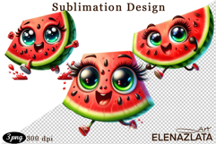 Kawaii Fruit Clipart | Watercolor Food Characters Product Image 1
