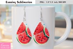 Cute Watermelon Design| Fruit Earrings Sublimation Product Image 1