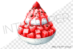 Watermelon Bingsu PNG Fruit Dessert Clipart Summer Illust Product Image 1