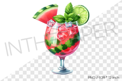 Watermelon Cocktail PNG Fruit Drink Clipart Summer Illust Product Image 1