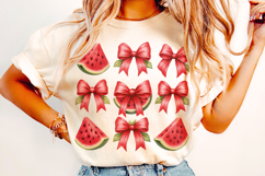 Watermelon Coquette Bow PNG, Summer PNG, Summer Coquette PNG Product Image 2