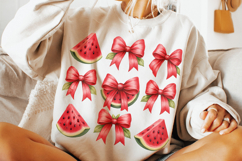 Watermelon Coquette Bow PNG, Summer PNG, Summer Coquette PNG Product Image 3