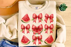 Watermelon Coquette Bow PNG, Summer PNG, Summer Coquette PNG Product Image 1