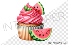 Watermelon Cupcake PNG Fruit Dessert Clipart Summer Illust Product Image 1