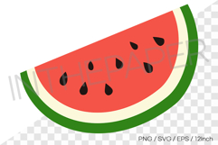 Cute watermelon slice illustration PNG SVG EPS clipart fruit Product Image 1