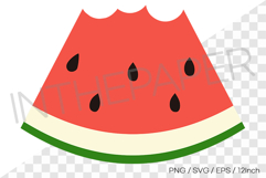 Bitten triangle watermelon with teeth marks illustration PNG Product Image 1
