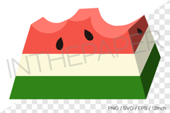 Bitten 3D triangle watermelon illustration PNG SVG clipart Product Image 1