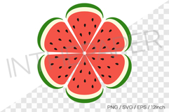 Flower shaped watermelon slice illustration PNG SVG EPS art Product Image 1