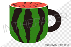 Strip watermelon mug illustration PNG SVG EPS clipart fruit Product Image 1