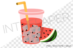Watermelon drink with straw illustration PNG SVG EPS clipart Product Image 1