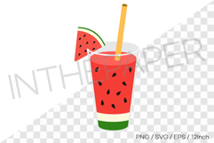 Tall glass watermelon ade illustration PNG SVG EPS clipart Product Image 1