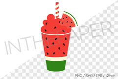 Watermelon slushie PNG SVG EPS clipart fruit summer cartoon Product Image 1