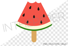Bitten watermelon popsicle illustration PNG SVG EPS clipart Product Image 1
