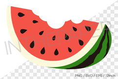 Bitten crescent watermelon illustration PNG SVG EPS clipart Product Image 1