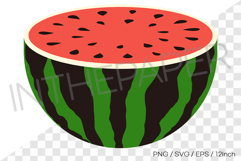 Half cut watermelon illustration PNG SVG EPS clipart fruit Product Image 1