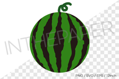 Whole striped watermelon illustration PNG SVG EPS clipart Product Image 1