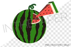 Whole striped watermelon illustration PNG SVG EPS clipart Product Image 1