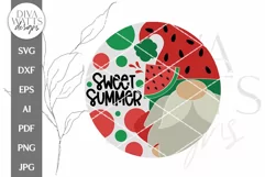 Sweet Summer SVG | Watermelon Gnome Door Hanger Design Product Image 2