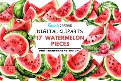 Watermelon Pieces Watercolor Sublimation Clipart Product Image 1