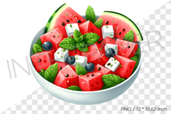 Watermelon Salad Feta Cheese PNG Fruit Food Clipart Summer Product Image 1