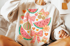 Watermelon Coquette Bow PNG, Summer PNG, Summer Coquette PNG Product Image 2