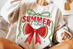 Summer Vibes PNG, Watermelon Coquette Bow PNG, Summer PNG Product Image 1