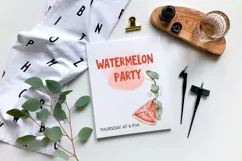 Watermelon summer Watercolor clipart png mint leaves Product Image 3
