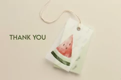 Watermelon summer Watercolor clipart png mint leaves Product Image 6