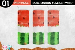 Watermelon 20 Oz. Skinny Tumbler wrap sublimation designs Product Image 1