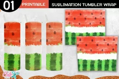 Watermelon 20 Oz. Skinny Tumbler wrap sublimation designs Product Image 2