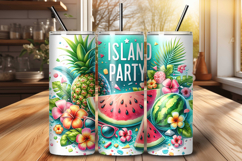 Tropical Watermelon 20 oz Tumbler Wrap PNG for Sublimation Product Image 1