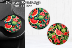 Watermelon car coaster sublimation | Round summer coaster Product Image 1