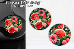 Watermelon car coaster sublimation | Round summer coaster Product Image 1
