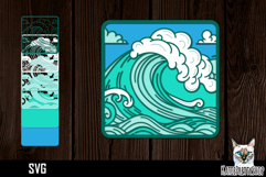 Sea wave shadow box SVG, ocean layered papercut Product Image 1