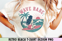 Retro Beach T Shirt Design, Distressed Coastal Sublimation. Product Image 1